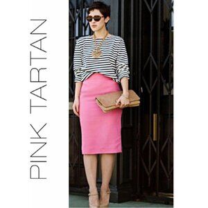 Pink Tartan Wool & Cashmere Pencil Skirt Pink Mid-Length Skirt Size 4